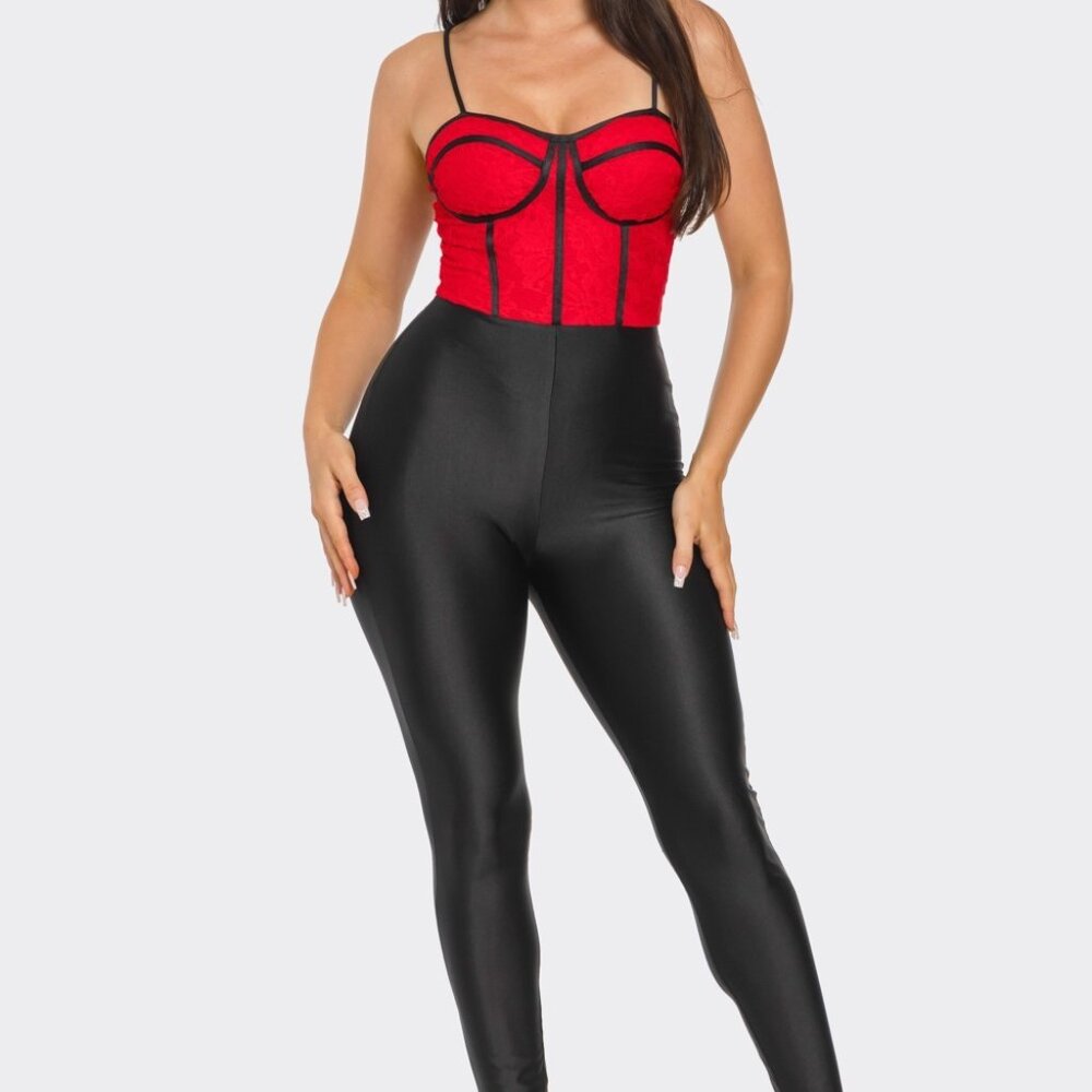 Lace Corset Style Detail Jumpsuit